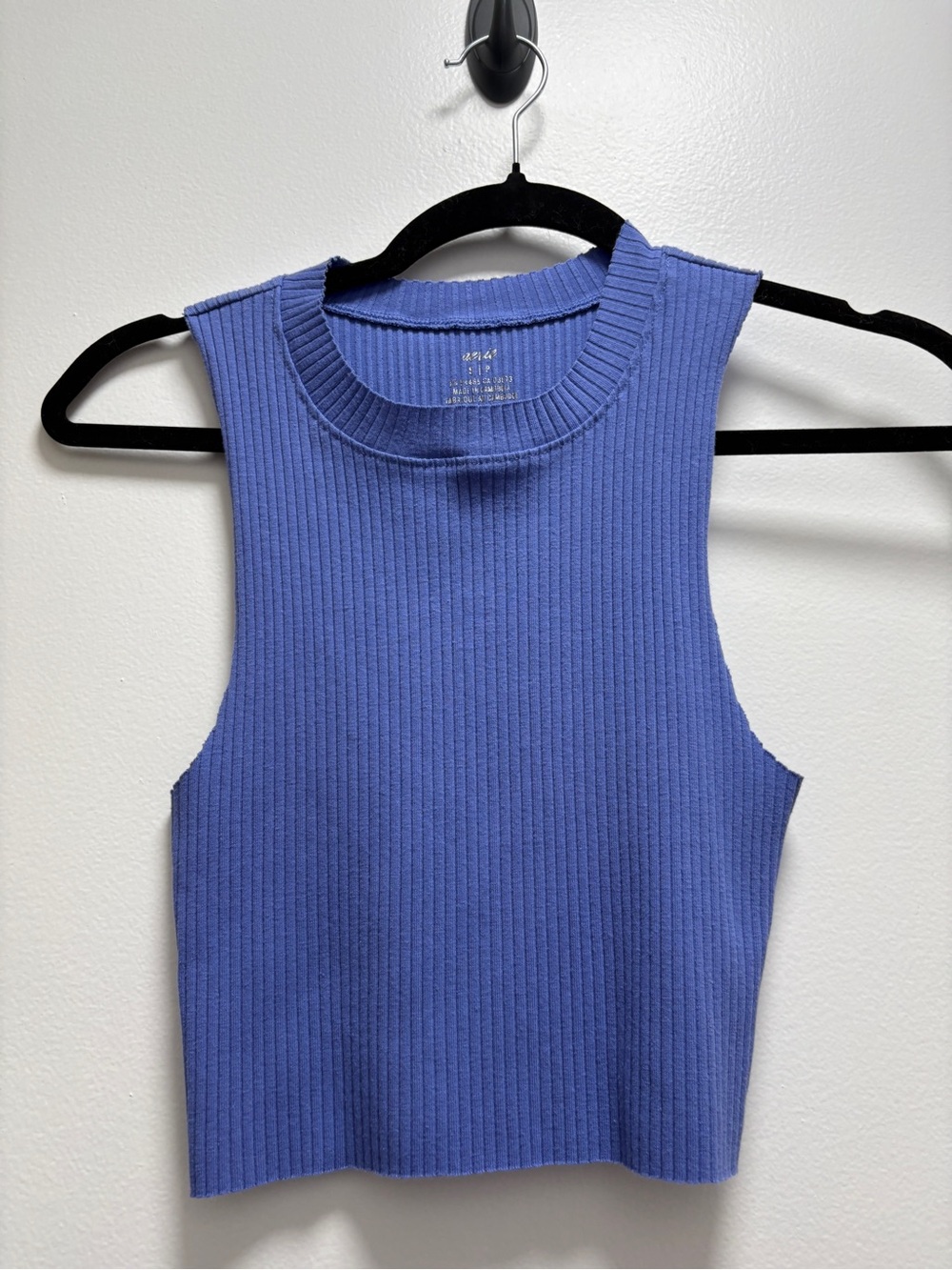 Aria Ribbed Knit Top in Periwinkle Blue
